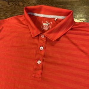 Men's PUMA Dry Cell Short Sleeved 100% Polyester Polo Golf Shirt Medium Red‎